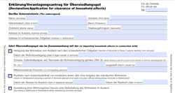 Swiss Declaration of clearance of household effects from