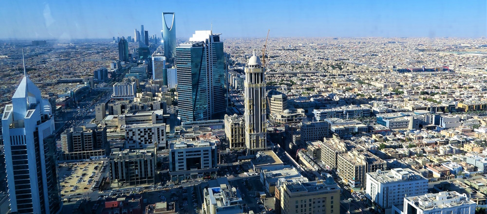 bird's eye view of central Riyadh in the morning