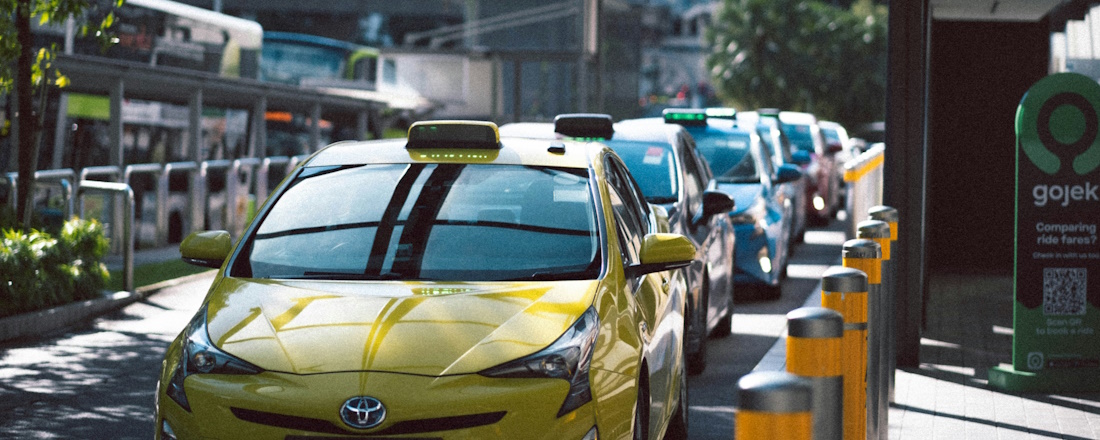 Gojek taxi rank in central Singapore