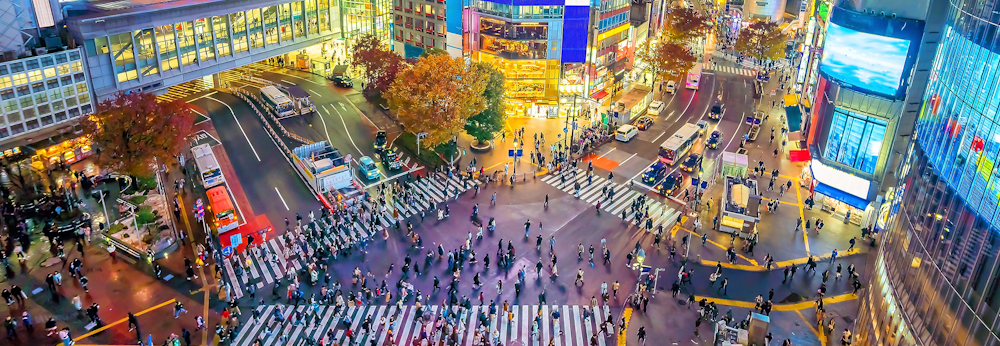 Crowds at Shibuya Crossing, Tokyo