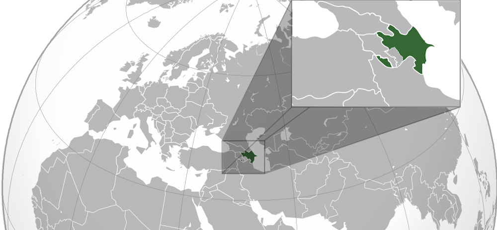 Azerbaijan locator map without Artsakh.svg by Ավետիսյան91, licensed under CC BY-SA 4.0 via Wikimedia Commons.