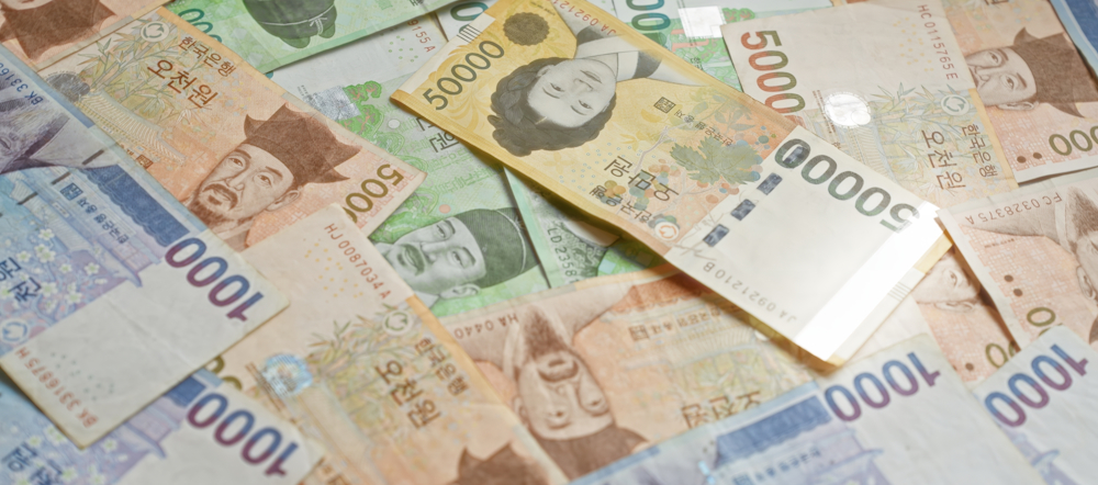 Different Denominations of South Korean Won Banknotes